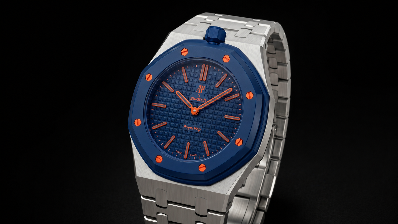 Stainless steel octagonal luxury watch